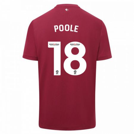 Kandiny Niño Camiseta Phoebie Poole #18 Rojo 2ª Equipación 2023/24 La Camisa Chile