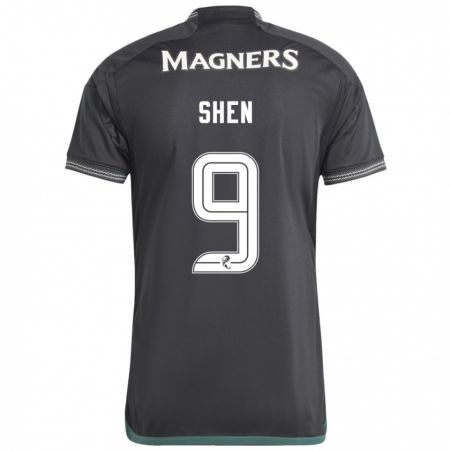 Kandiny Niño Camiseta Shen Mengyu #9 Negro 2ª Equipación 2023/24 La Camisa Chile