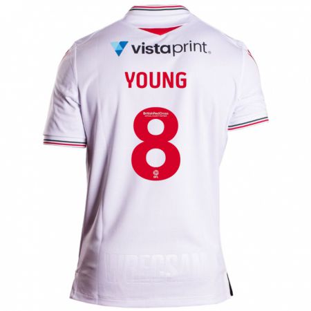Kandiny Niño Camiseta Luke Young #8 Blanco 2ª Equipación 2023/24 La Camisa Chile