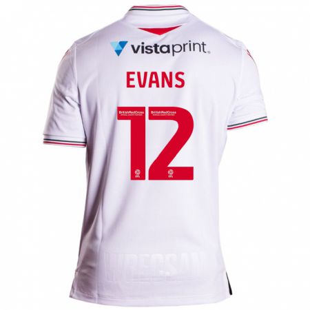 Kandiny Niño Camiseta George Evans #12 Blanco 2ª Equipación 2023/24 La Camisa Chile