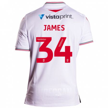 Kandiny Niño Camiseta Aaron James #34 Blanco 2ª Equipación 2023/24 La Camisa Chile