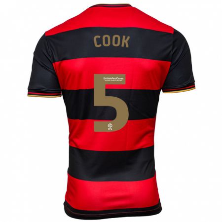Kandiny Niño Camiseta Steve Cook #5 Negro Rojo 2ª Equipación 2023/24 La Camisa Chile