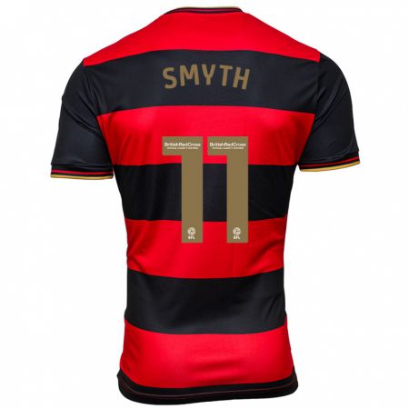 Kandiny Niño Camiseta Paul Smyth #11 Negro Rojo 2ª Equipación 2023/24 La Camisa Chile