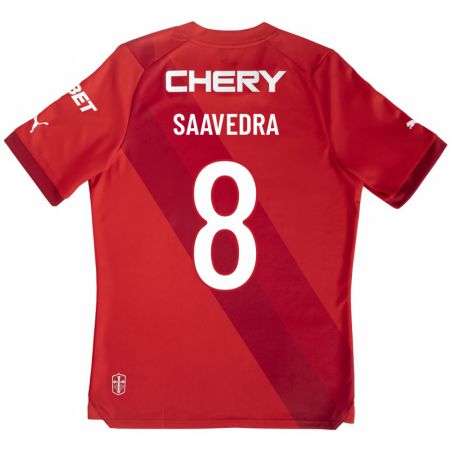 Kandiny Niño Camiseta Ignacio Saavedra #8 Rojo 2ª Equipación 2023/24 La Camisa Chile
