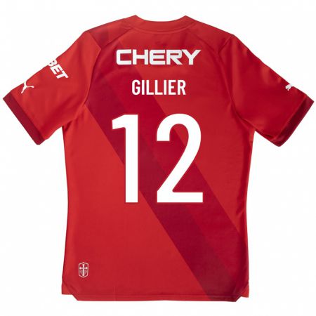 Kandiny Niño Camiseta Thomas Gillier #12 Rojo 2ª Equipación 2023/24 La Camisa Chile