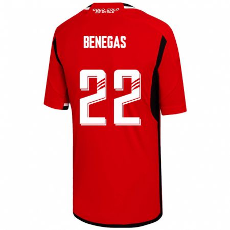 Kandiny Niño Camiseta Leandro Benegas #22 Rojo 2ª Equipación 2023/24 La Camisa Chile