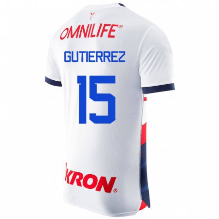 Kandiny Niño Camiseta Érick Gutiérrez #15 Blanco 2ª Equipación 2023/24 La Camisa Chile
