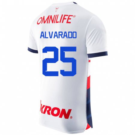 Kandiny Niño Camiseta Roberto Alvarado #25 Blanco 2ª Equipación 2023/24 La Camisa Chile