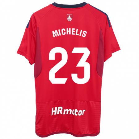 Kandiny Hombre Camiseta Nikolaos Michelis #23 Rojo 1ª Equipación 2023/24 La Camisa Chile
