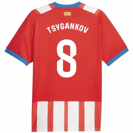 Kandiny Hombre Camiseta Viktor Tsygankov #8 Rojo Blanco 1ª Equipación 2023/24 La Camisa Chile