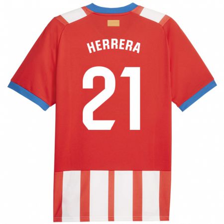 Kandiny Hombre Camiseta Yangel Herrera #21 Rojo Blanco 1ª Equipación 2023/24 La Camisa Chile