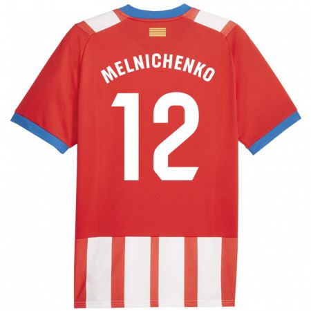 Kandiny Hombre Camiseta Dmytro Melnichenko #12 Rojo Blanco 1ª Equipación 2023/24 La Camisa Chile