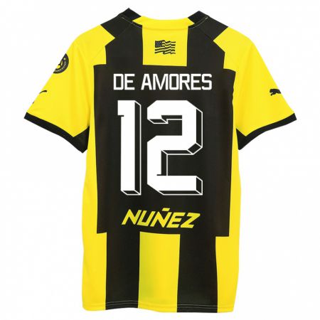 Kandiny Hombre Camiseta Guillermo De Amores #12 Amarillo Negro 1ª Equipación 2023/24 La Camisa Chile