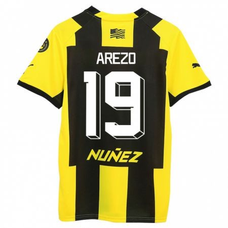Kandiny Hombre Camiseta Matías Arezo #19 Amarillo Negro 1ª Equipación 2023/24 La Camisa Chile