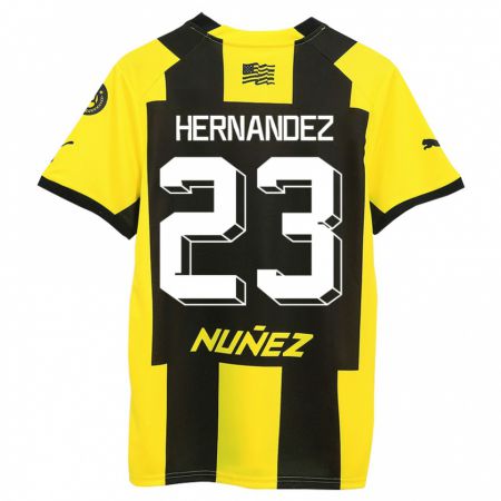 Kandiny Hombre Camiseta Abel Hernández #23 Amarillo Negro 1ª Equipación 2023/24 La Camisa Chile
