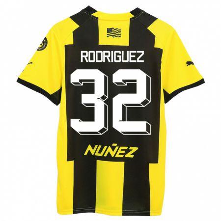 Kandiny Hombre Camiseta Randall Rodríguez #32 Amarillo Negro 1ª Equipación 2023/24 La Camisa Chile
