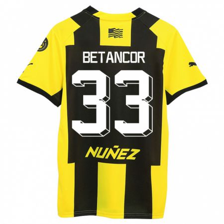 Kandiny Hombre Camiseta Bruno Betancor #33 Amarillo Negro 1ª Equipación 2023/24 La Camisa Chile