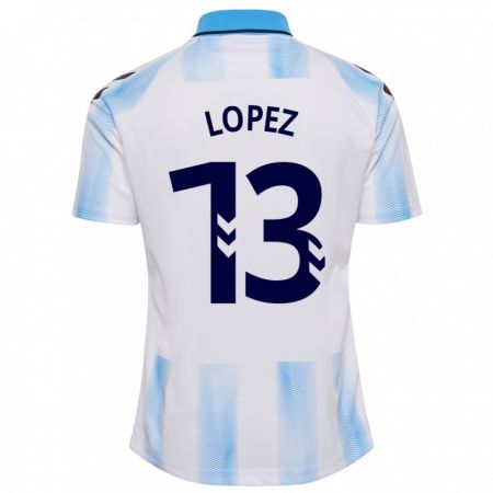 Kandiny Hombre Camiseta Carlos López #13 Blanco Azul 1ª Equipación 2023/24 La Camisa Chile