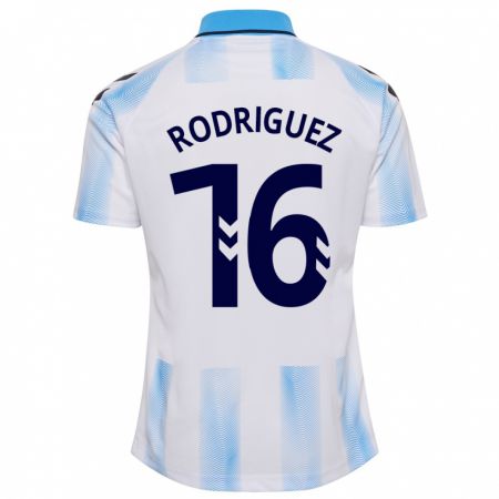 Kandiny Hombre Camiseta Genaro Rodríguez #16 Blanco Azul 1ª Equipación 2023/24 La Camisa Chile