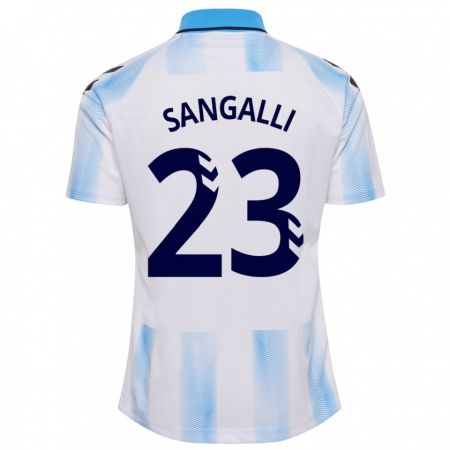 Kandiny Hombre Camiseta Luca Sangalli #23 Blanco Azul 1ª Equipación 2023/24 La Camisa Chile