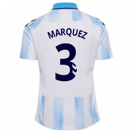 Kandiny Hombre Camiseta David Márquez #3 Blanco Azul 1ª Equipación 2023/24 La Camisa Chile