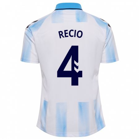 Kandiny Hombre Camiseta Ángel Recio #4 Blanco Azul 1ª Equipación 2023/24 La Camisa Chile