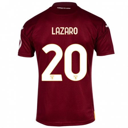 Kandiny Hombre Camiseta Valentino Lazaro #20 Rojo Oscuro 1ª Equipación 2023/24 La Camisa Chile