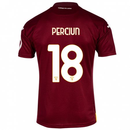 Kandiny Hombre Camiseta Sergiu Perciun #18 Rojo Oscuro 1ª Equipación 2023/24 La Camisa Chile