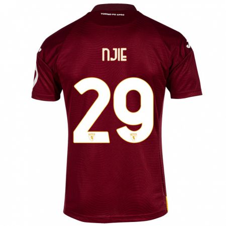 Kandiny Hombre Camiseta Alieu Njie #29 Rojo Oscuro 1ª Equipación 2023/24 La Camisa Chile