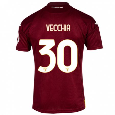 Kandiny Hombre Camiseta Marco Dalla Vecchia #30 Rojo Oscuro 1ª Equipación 2023/24 La Camisa Chile