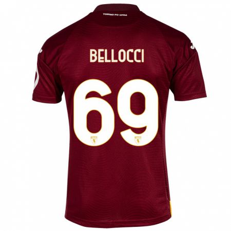 Kandiny Hombre Camiseta Andrea Bellocci #69 Rojo Oscuro 1ª Equipación 2023/24 La Camisa Chile