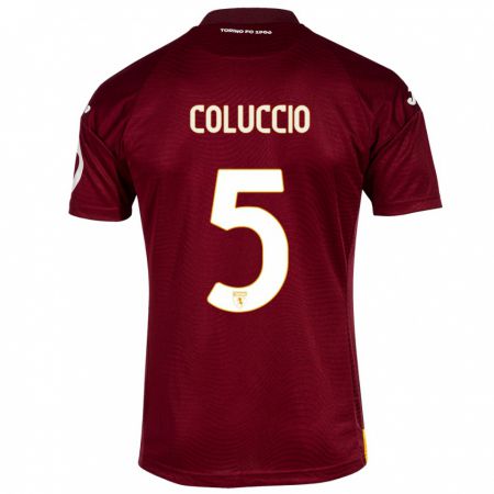 Kandiny Hombre Camiseta Francesca Coluccio #5 Rojo Oscuro 1ª Equipación 2023/24 La Camisa Chile