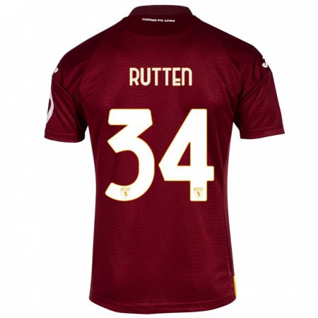 Kandiny Hombre Camiseta Jill Rutten #34 Rojo Oscuro 1ª Equipación 2023/24 La Camisa Chile