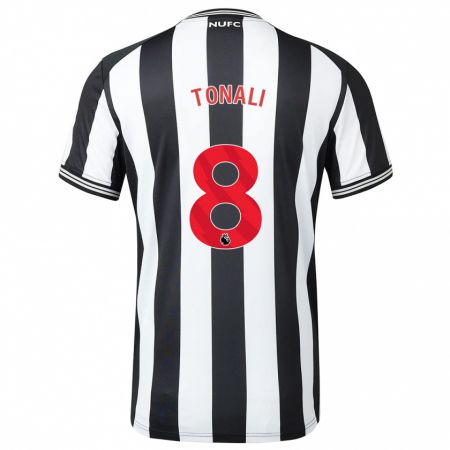 Kandiny Hombre Camiseta Sandro Tonali #8 Blanco Negro 1ª Equipación 2023/24 La Camisa Chile