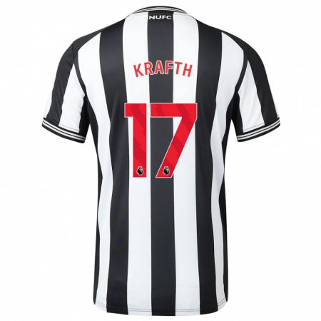 Kandiny Hombre Camiseta Emil Krafth #17 Blanco Negro 1ª Equipación 2023/24 La Camisa Chile