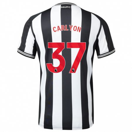 Kandiny Hombre Camiseta Nathan Carlyon #37 Blanco Negro 1ª Equipación 2023/24 La Camisa Chile