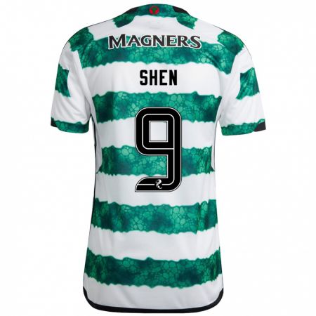 Kandiny Hombre Camiseta Shen Mengyu #9 Verde 1ª Equipación 2023/24 La Camisa Chile