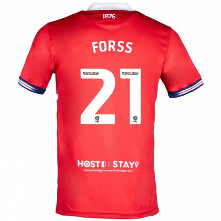 Kandiny Hombre Camiseta Marcus Forss #21 Rojo 1ª Equipación 2023/24 La Camisa Chile