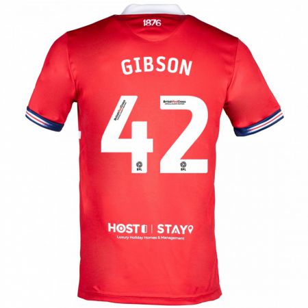 Kandiny Hombre Camiseta Joseph Gibson #42 Rojo 1ª Equipación 2023/24 La Camisa Chile