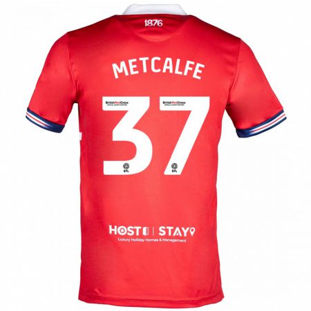 Kandiny Hombre Camiseta Max Metcalfe #37 Rojo 1ª Equipación 2023/24 La Camisa Chile