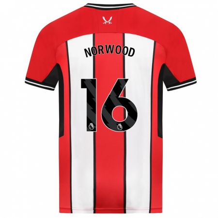 Kandiny Hombre Camiseta Oliver Norwood #16 Rojo 1ª Equipación 2023/24 La Camisa Chile