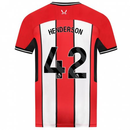 Kandiny Hombre Camiseta Peyton Henderson #42 Rojo 1ª Equipación 2023/24 La Camisa Chile