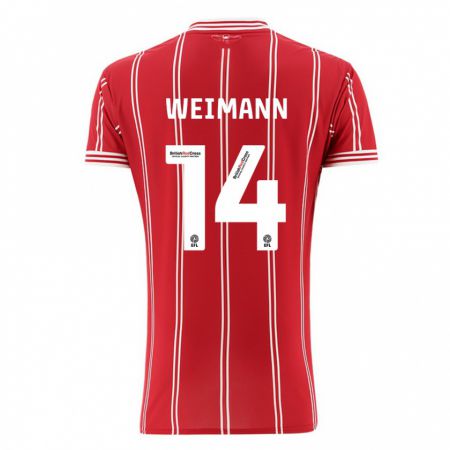 Kandiny Hombre Camiseta Andreas Weimann #14 Rojo 1ª Equipación 2023/24 La Camisa Chile