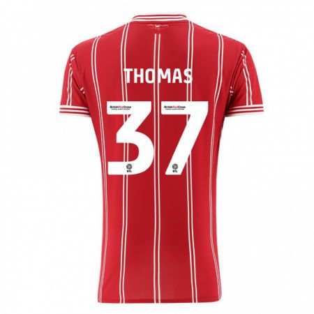 Kandiny Hombre Camiseta Olly Thomas #37 Rojo 1ª Equipación 2023/24 La Camisa Chile