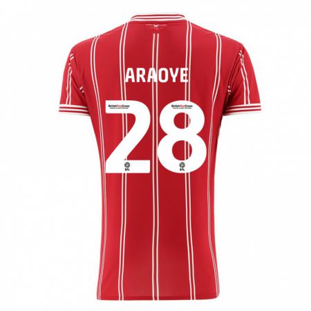 Kandiny Hombre Camiseta Raphael Araoye #28 Rojo 1ª Equipación 2023/24 La Camisa Chile
