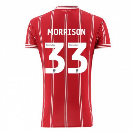 Kandiny Hombre Camiseta Elijah Morrison #33 Rojo 1ª Equipación 2023/24 La Camisa Chile