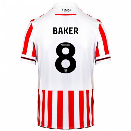 Kandiny Hombre Camiseta Lewis Baker #8 Rojo Blanco 1ª Equipación 2023/24 La Camisa Chile