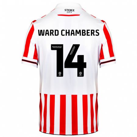 Kandiny Hombre Camiseta Courtnay Ward-Chambers #14 Rojo Blanco 1ª Equipación 2023/24 La Camisa Chile