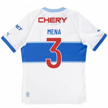Kandiny Hombre Camiseta Eugenio Mena #3 Blanco 1ª Equipación 2023/24 La Camisa Chile