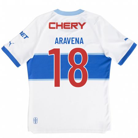 Kandiny Hombre Camiseta Alexander Aravena #18 Blanco 1ª Equipación 2023/24 La Camisa Chile